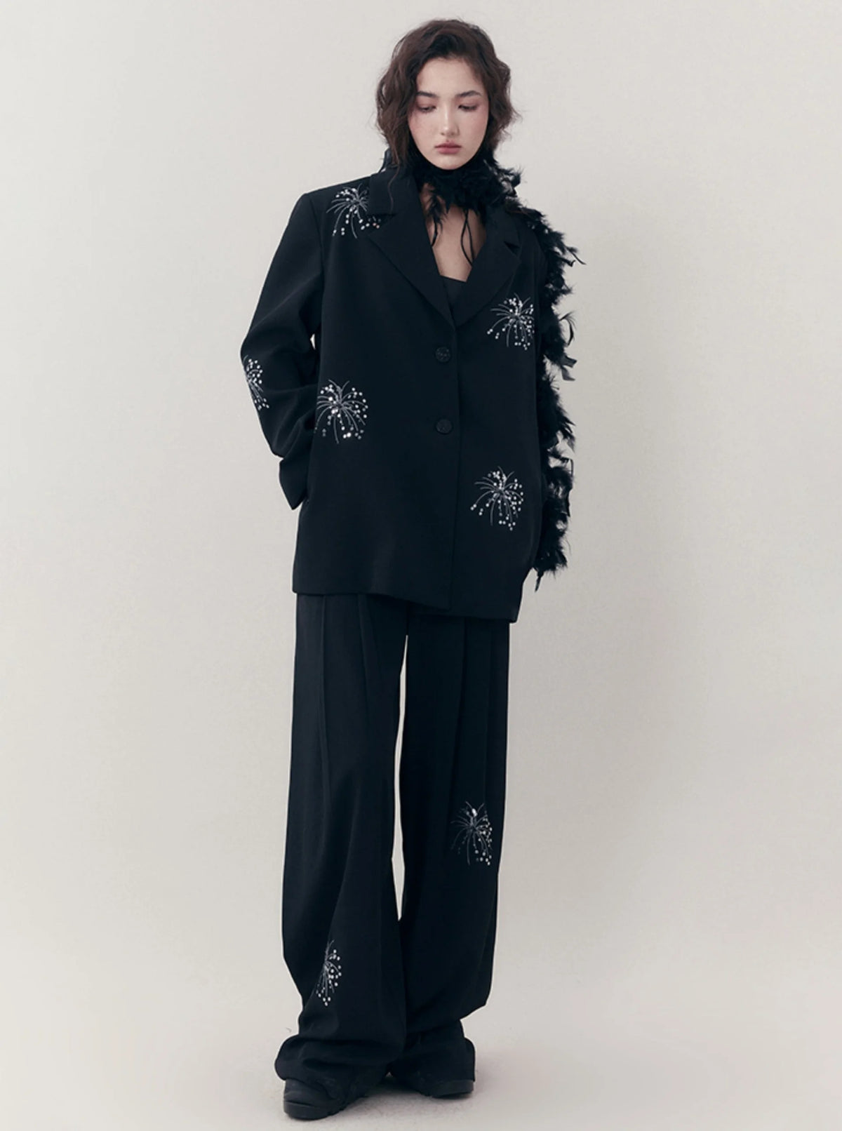 Fireworks Embroidered Genesis Suit And Pants Set