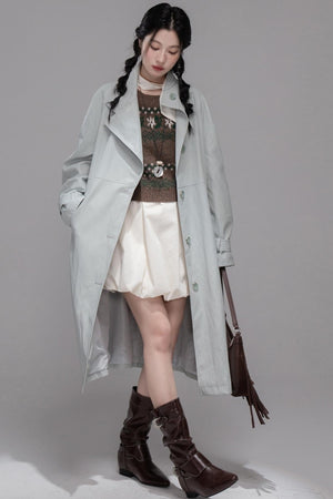 First Gray Leather Trench Coat