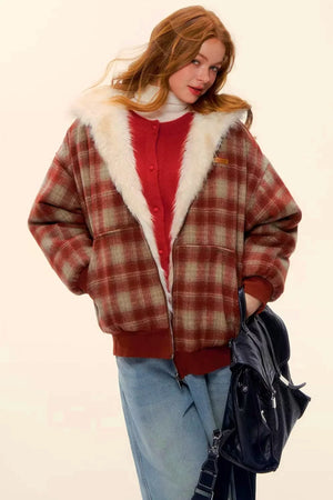 First Snow Plaid Reversible Coat