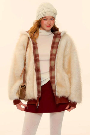 First Snow Plaid Reversible Coat