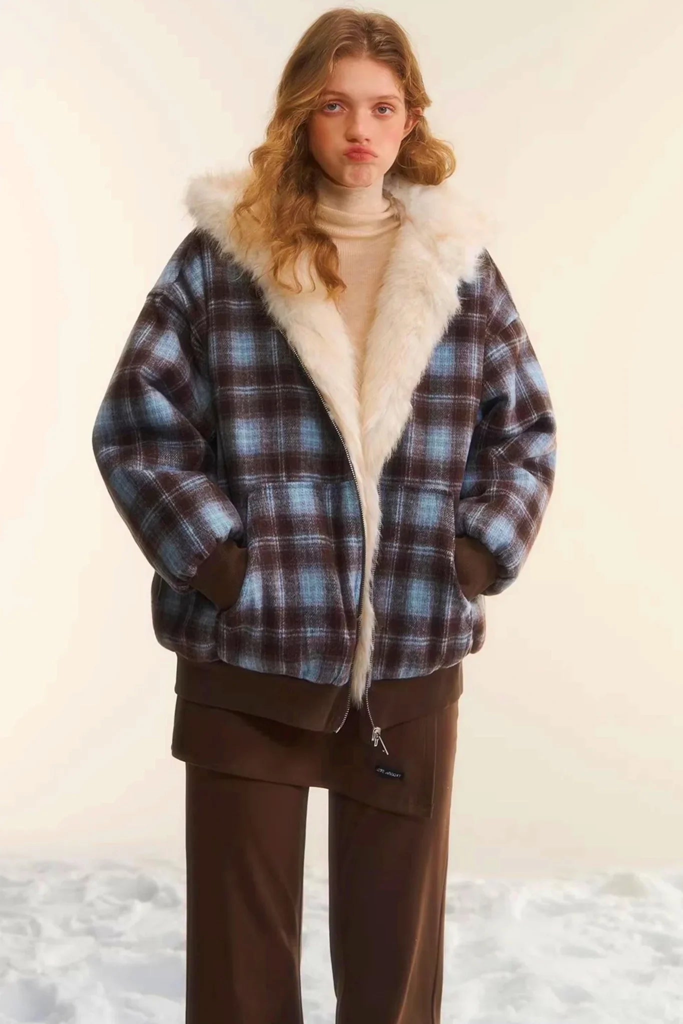 First Snow Plaid Reversible Coat