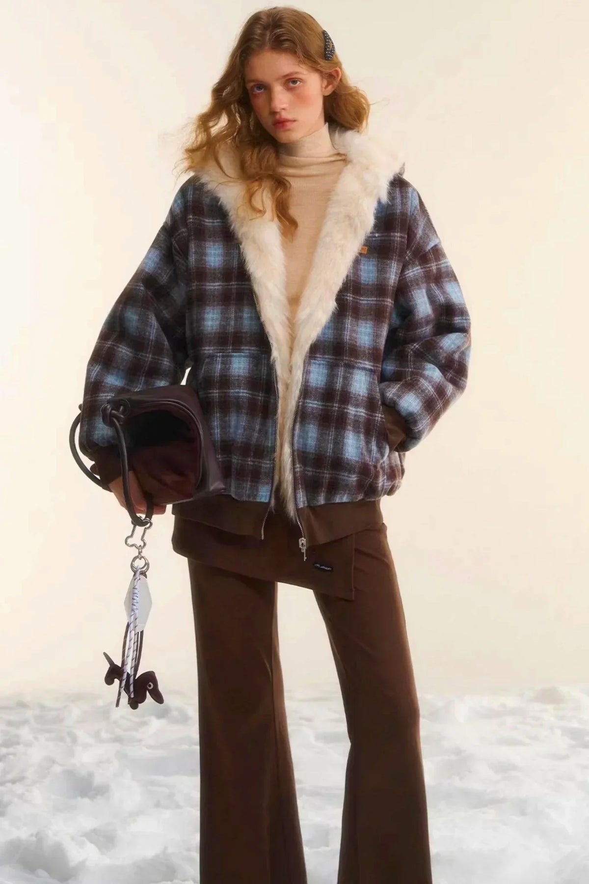 First Snow Plaid Reversible Coat