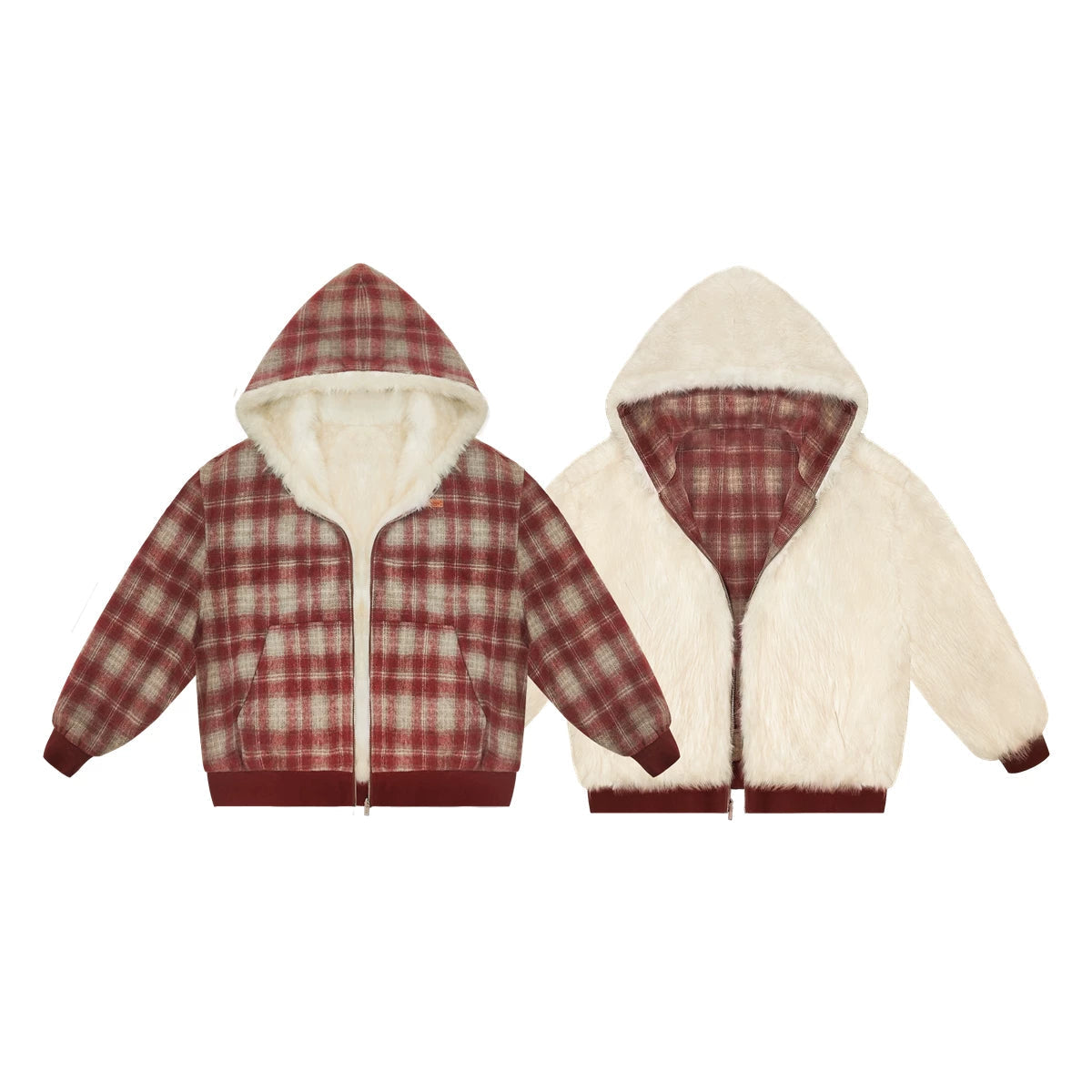 First Snow Plaid Reversible Coat
