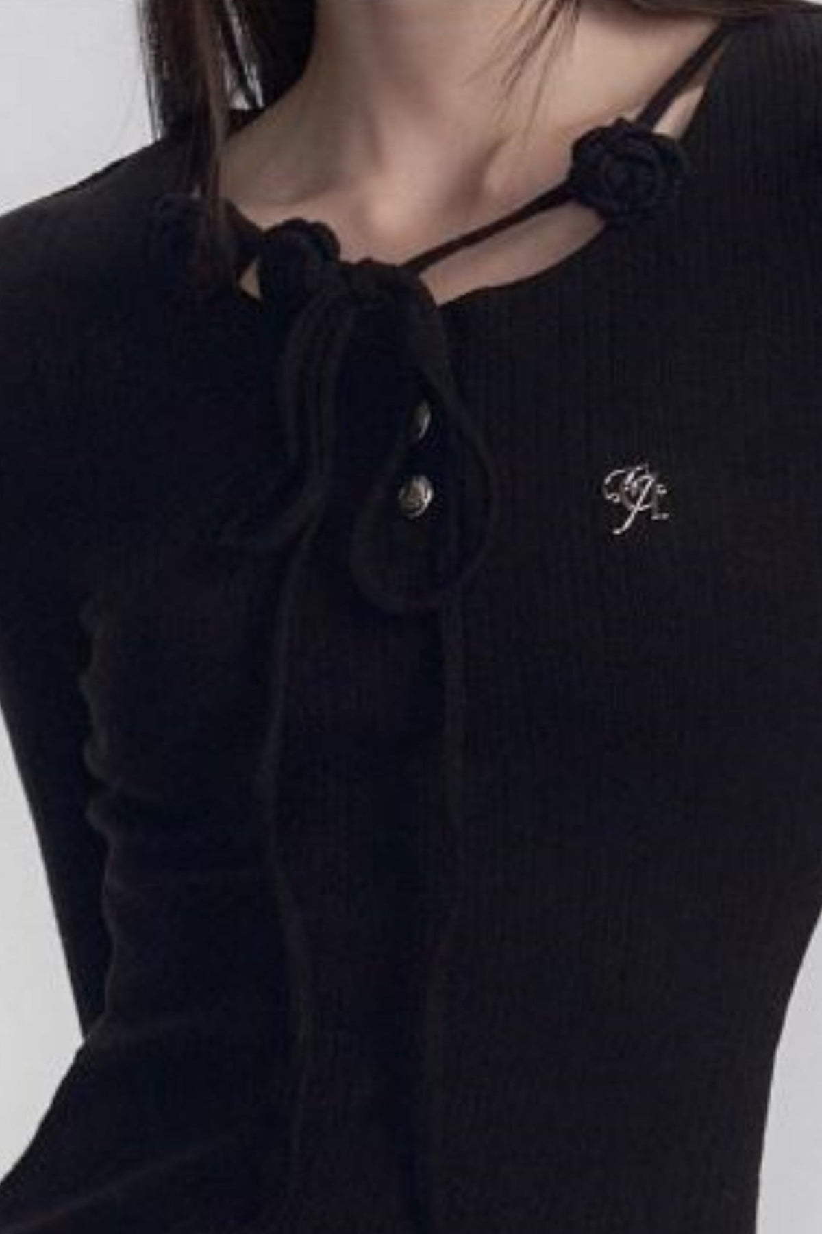 Fitted Lace-Up Knit Dress