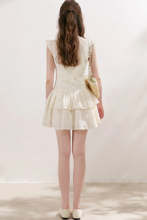Five-Petal Flower Embroidered Cotton Cake Dress
