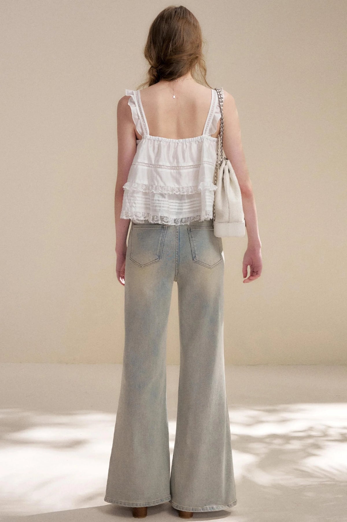 Five-Petal Flower Sequin Flare Jeans
