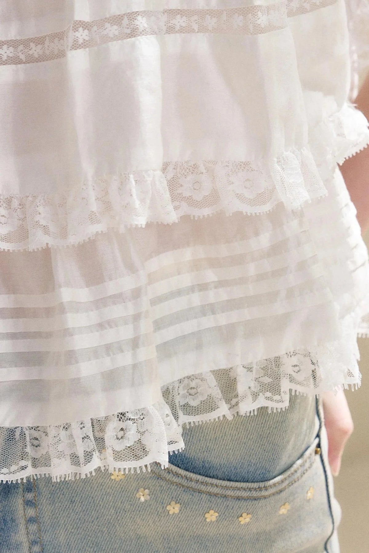 Five-Petal Flower Sequin Flare Jeans