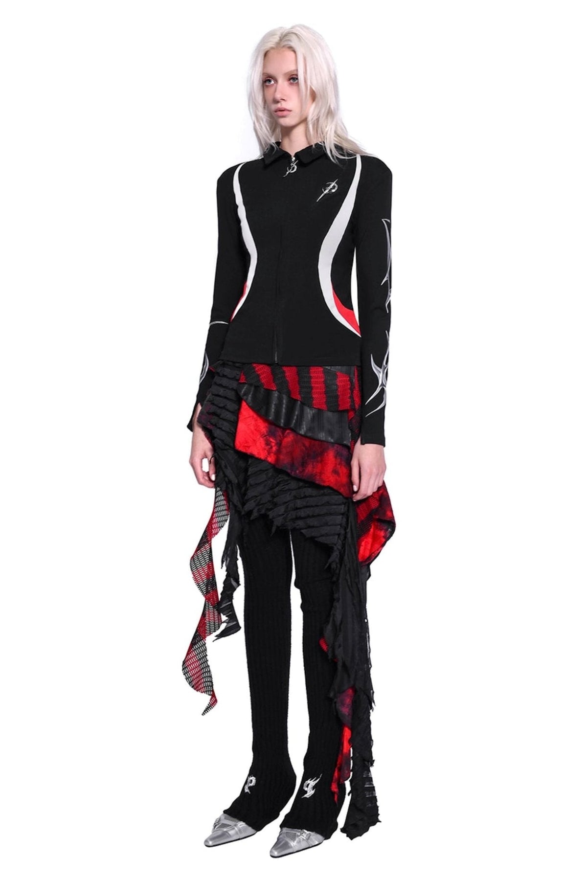 Flame Embroidered Woolen Leggings