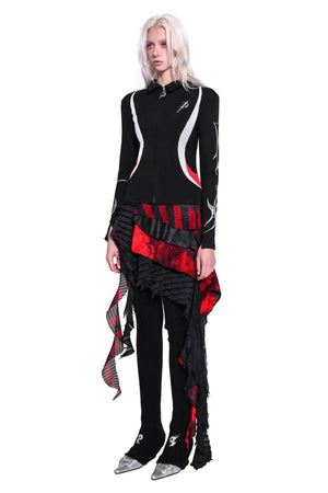 Flame Embroidered Woolen Leggings