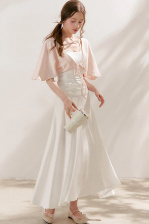 Flared Waist Draped A-Line Maxi Skirt