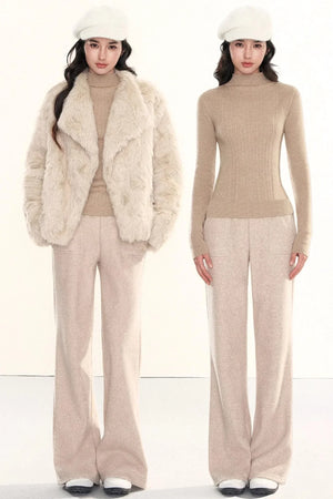 Fleece-Lined Flared Pants