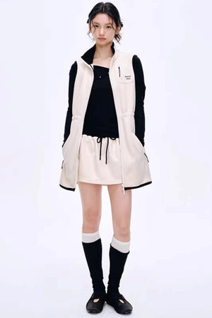 Fleece-Lined Waist-Cinching Vest Set-Up