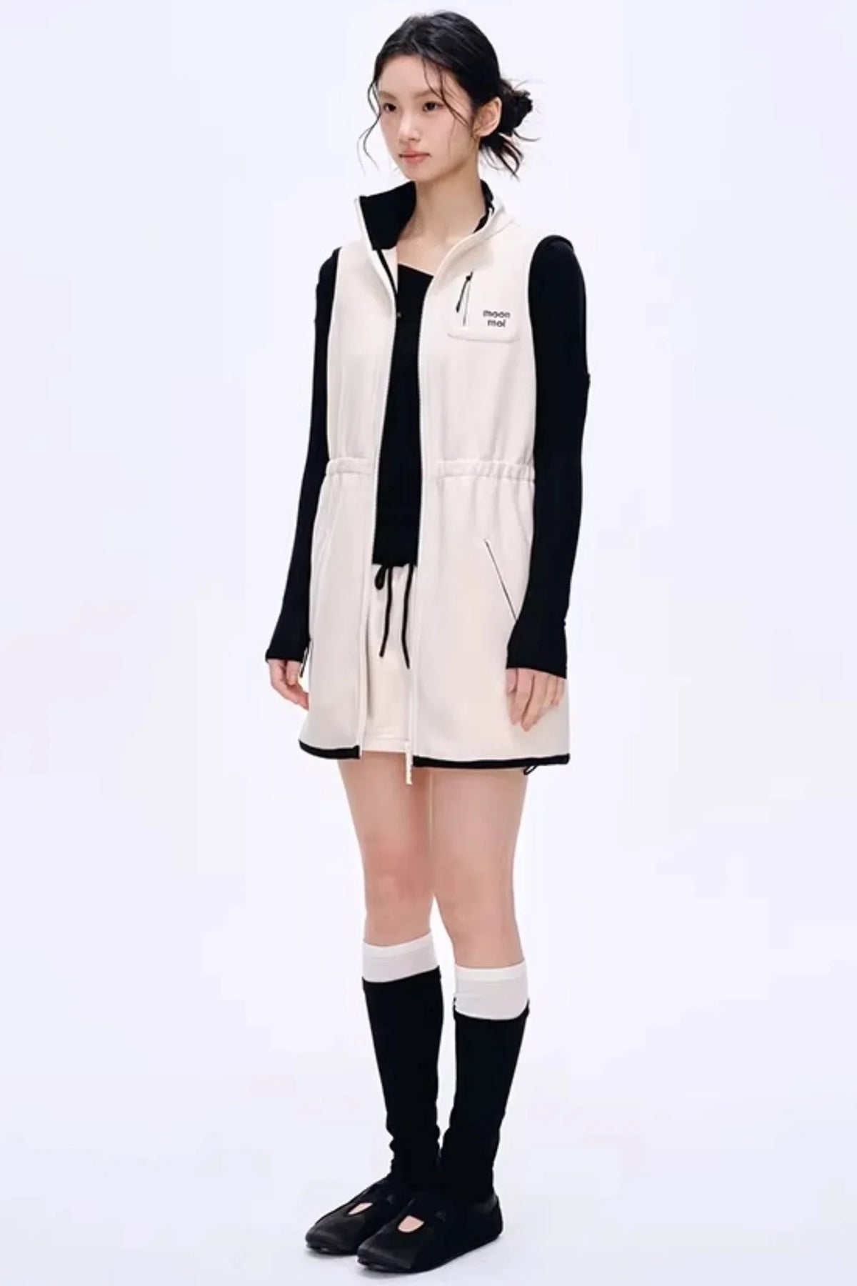 Fleece-Lined Waist-Cinching Vest Set-Up