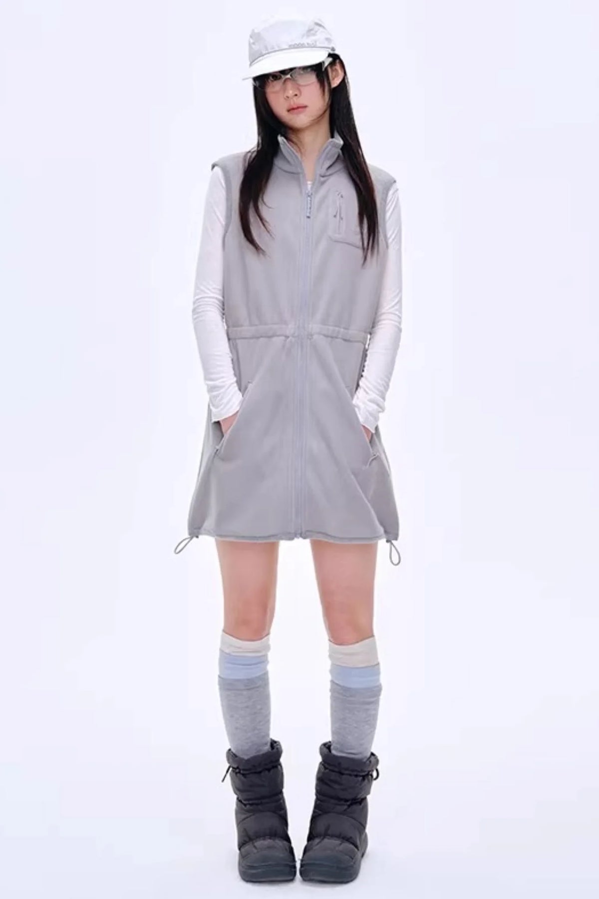 Fleece-Lined Waist-Cinching Vest Set-Up