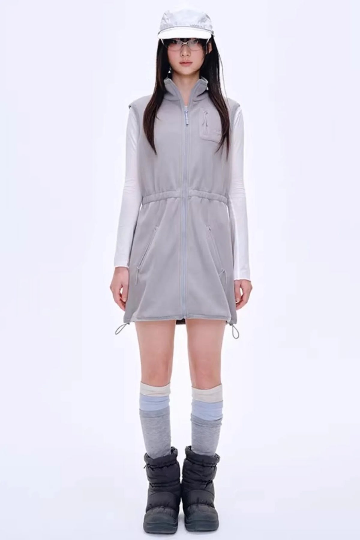 Fleece-Lined Waist-Cinching Vest Set-Up