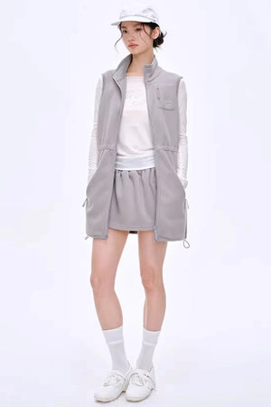Fleece-Lined Waist-Cinching Vest Set-Up