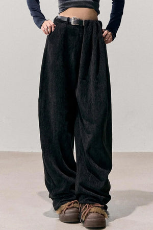 Fleece-Lined Wide-Leg Pants
