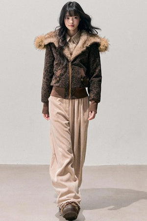 Fleece-Lined Wide-Leg Pants