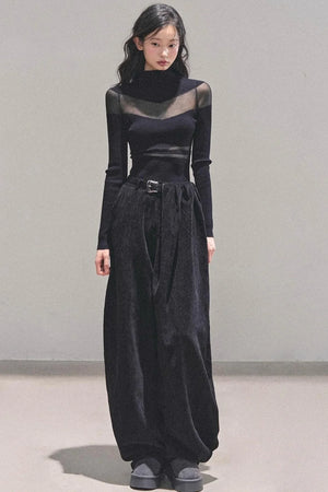 Fleece-Lined Wide-Leg Pants