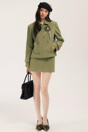 Flight Diary Woolen Jacket & Skirt Set-Up