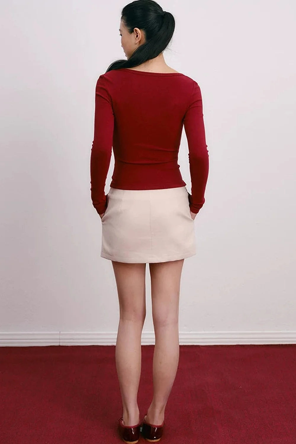Flocked Cherry A-Line Short Skirt