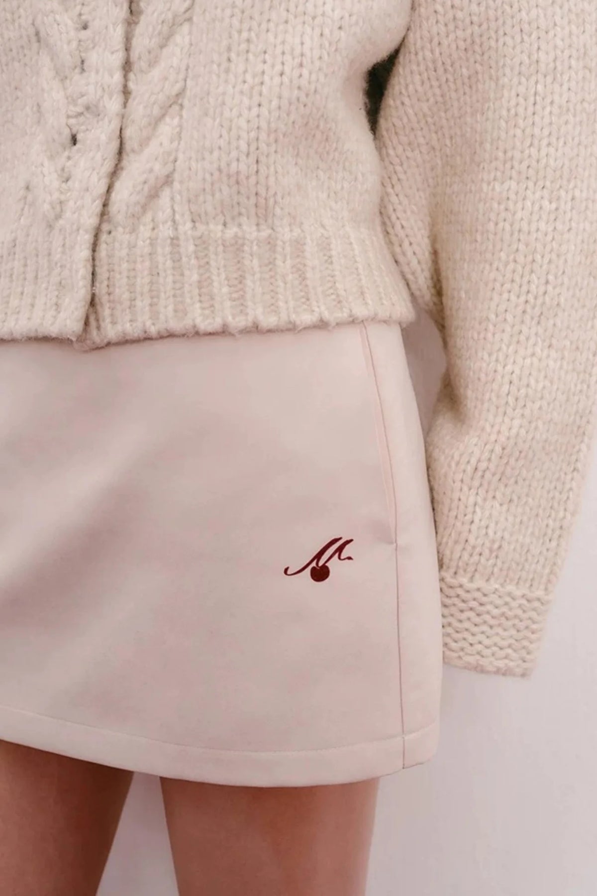 Flocked Cherry A-Line Short Skirt