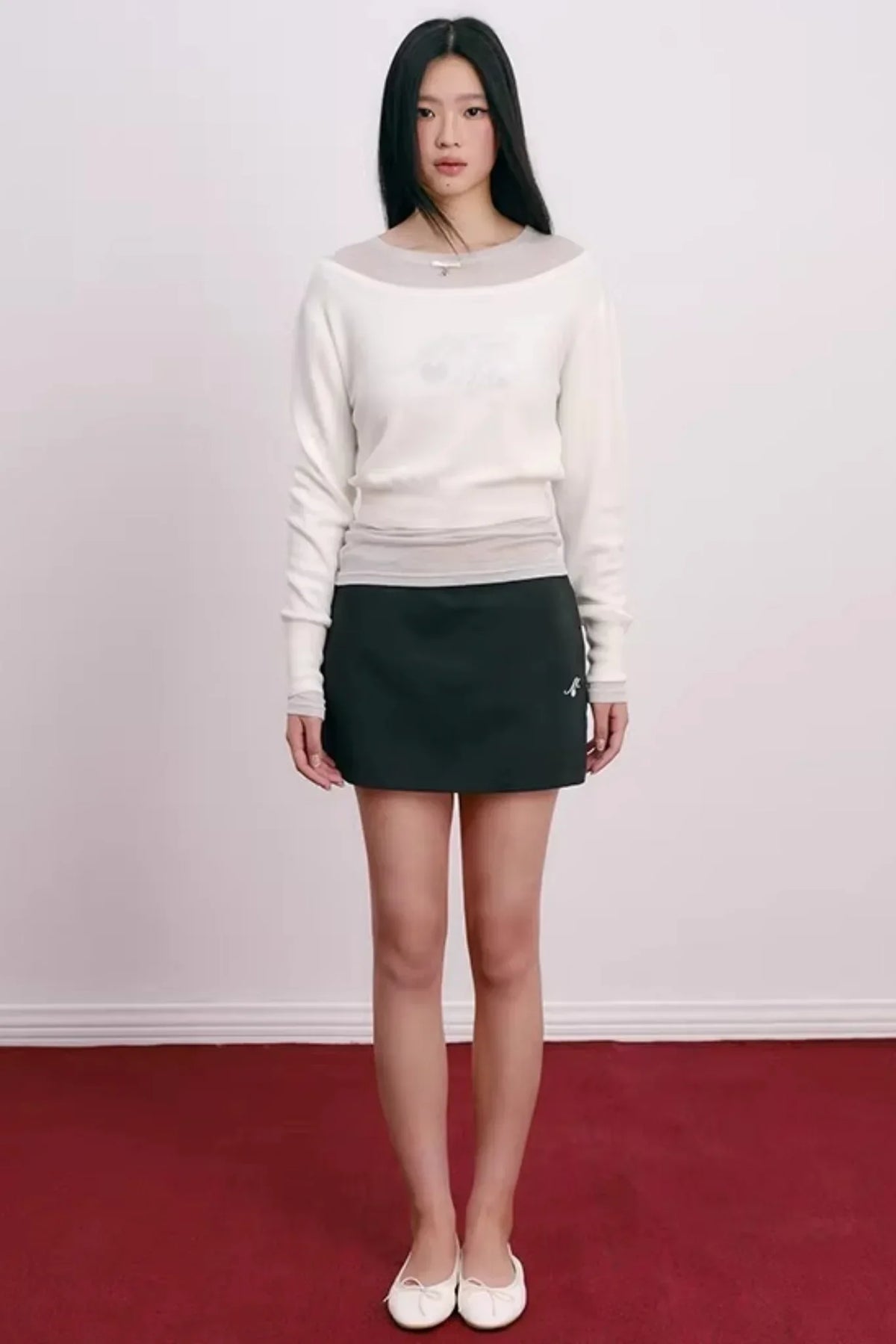 Flocked Cherry A-Line Skirt