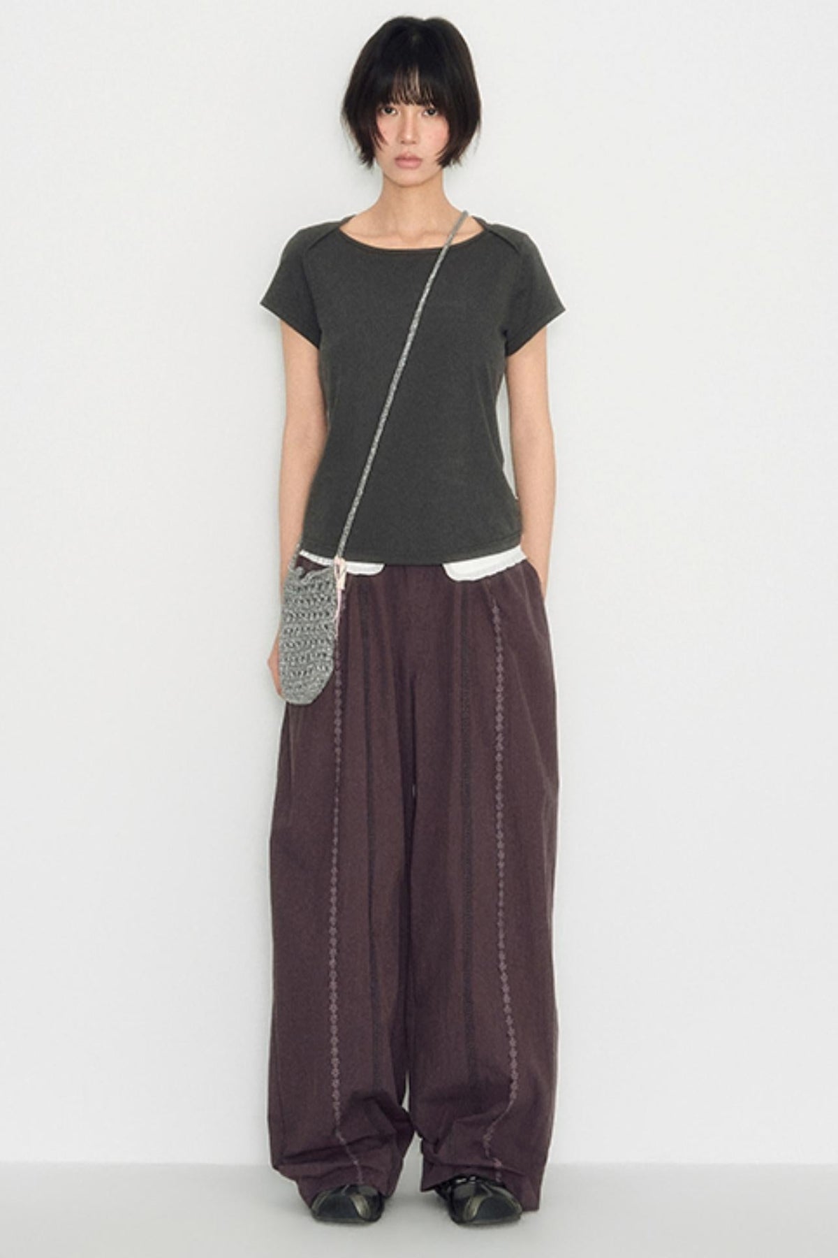 Flocked Slim Crop Top