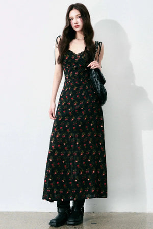 Floral Black Tie Dress
