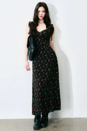 Floral Black Tie Dress