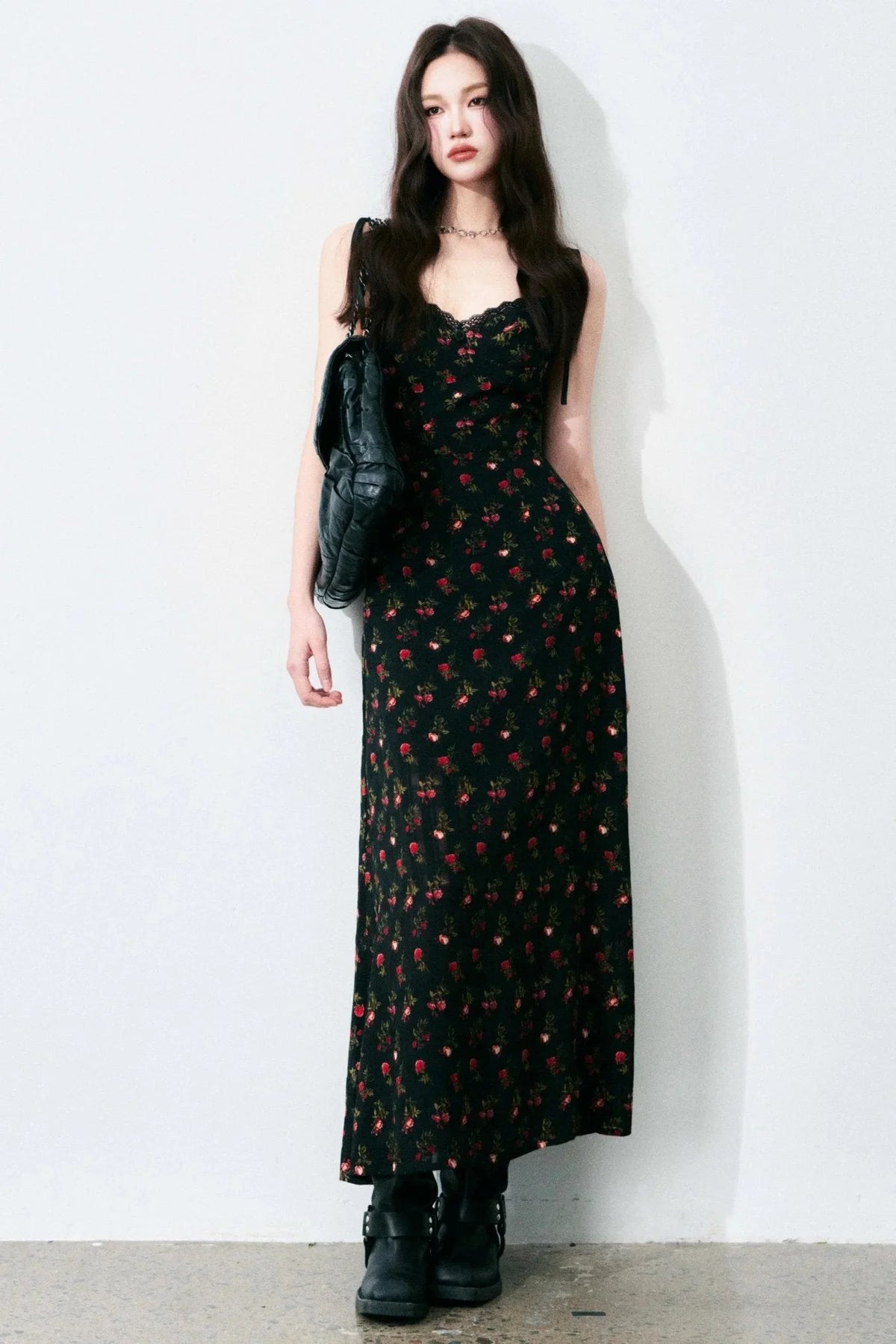 Floral Black Tie Dress
