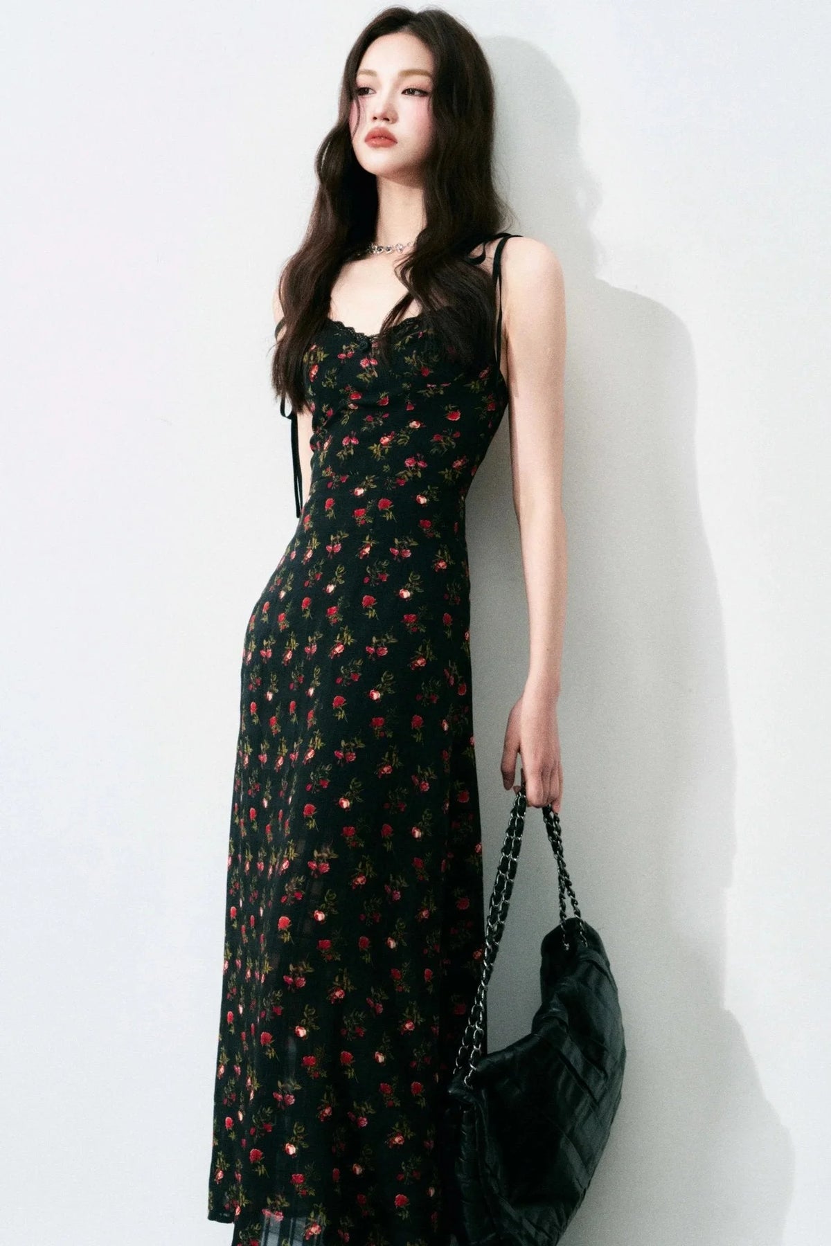 Floral Black Tie Dress