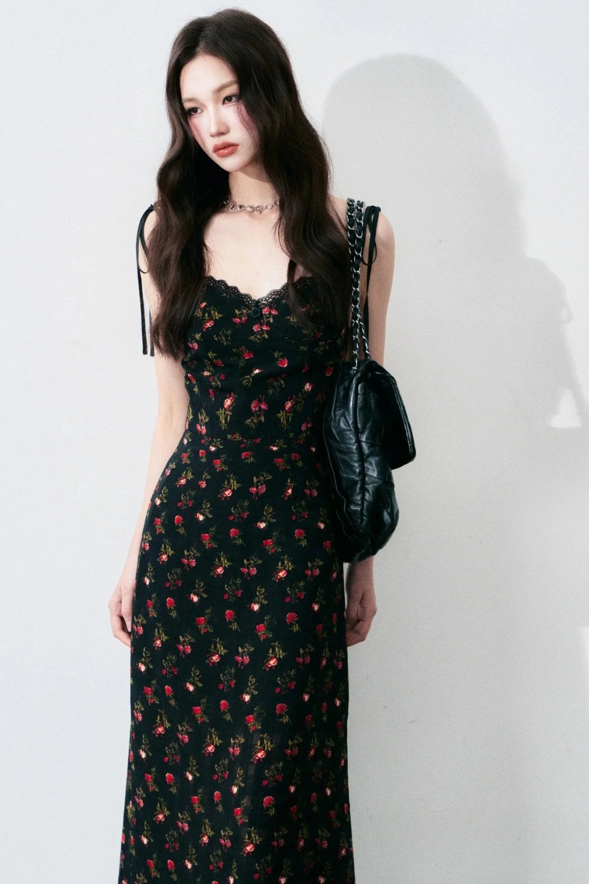 Floral Black Tie Dress
