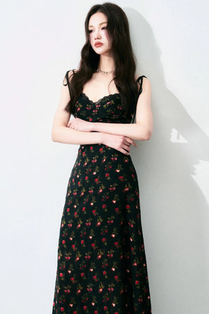 Floral Black Tie Dress