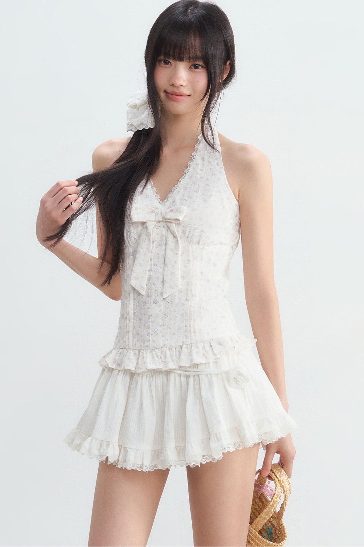 Floral Bow Halter Top