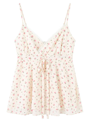 Floral Camisole Cardigan and Denim Shorts Set-Up