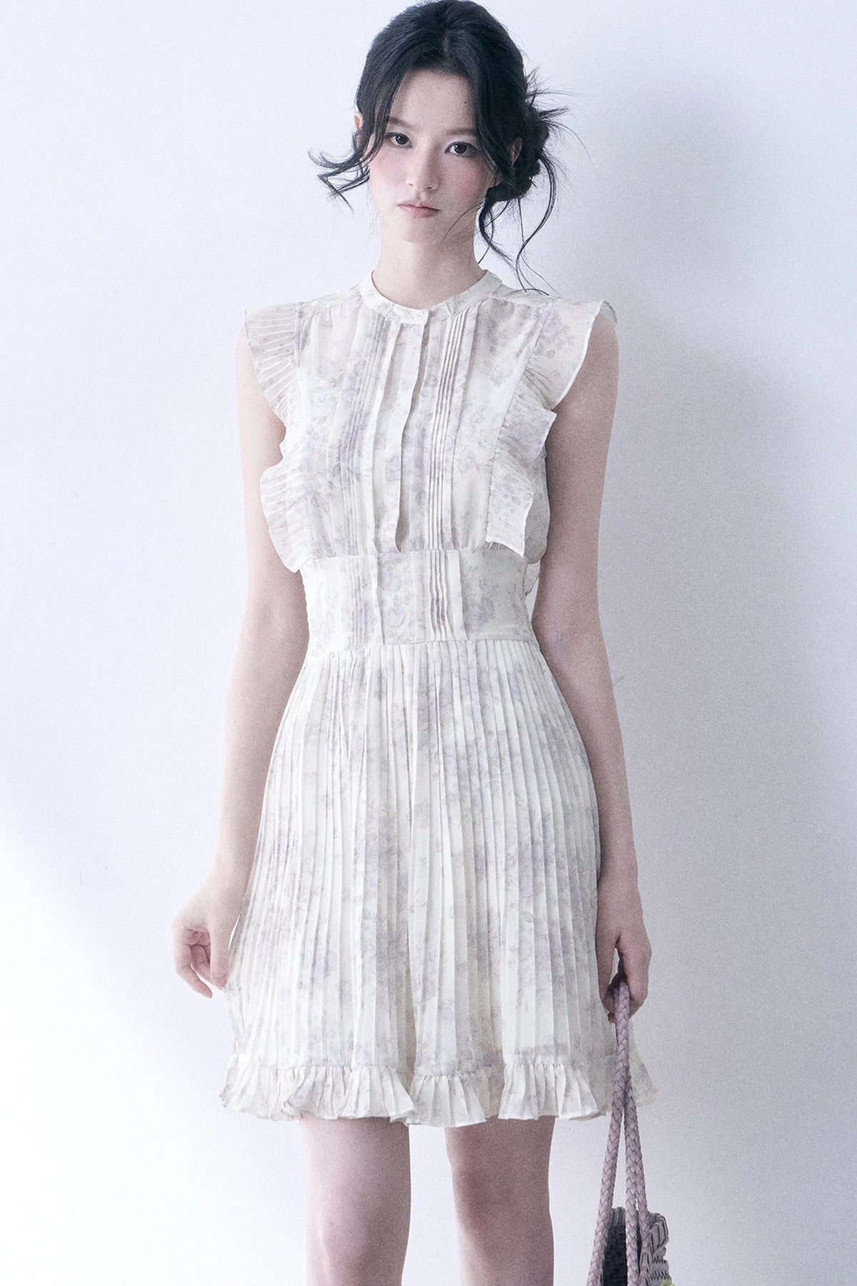 Floral Chiffon Pleated Dress