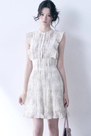 Floral Chiffon Pleated Dress
