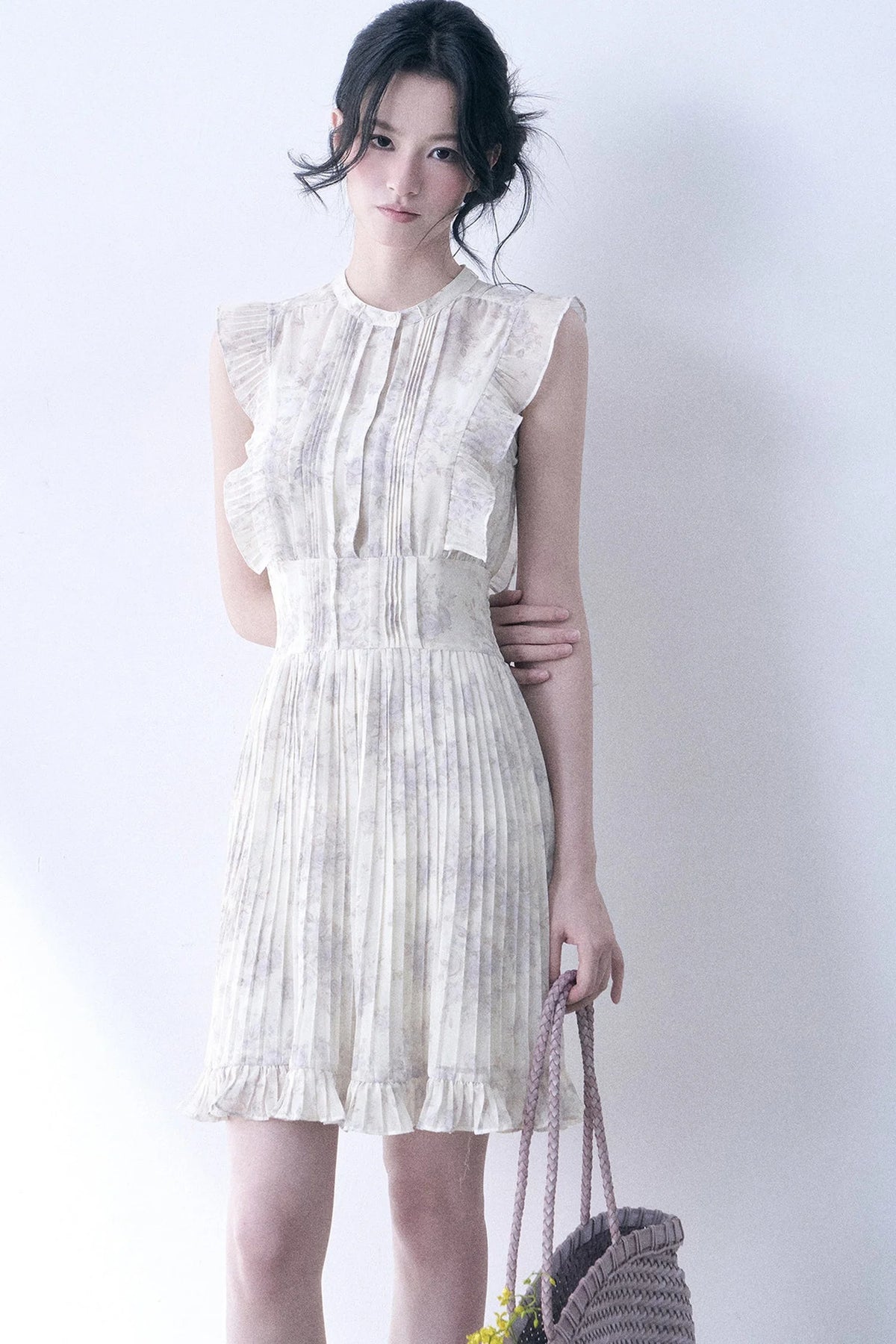 Floral Chiffon Pleated Dress