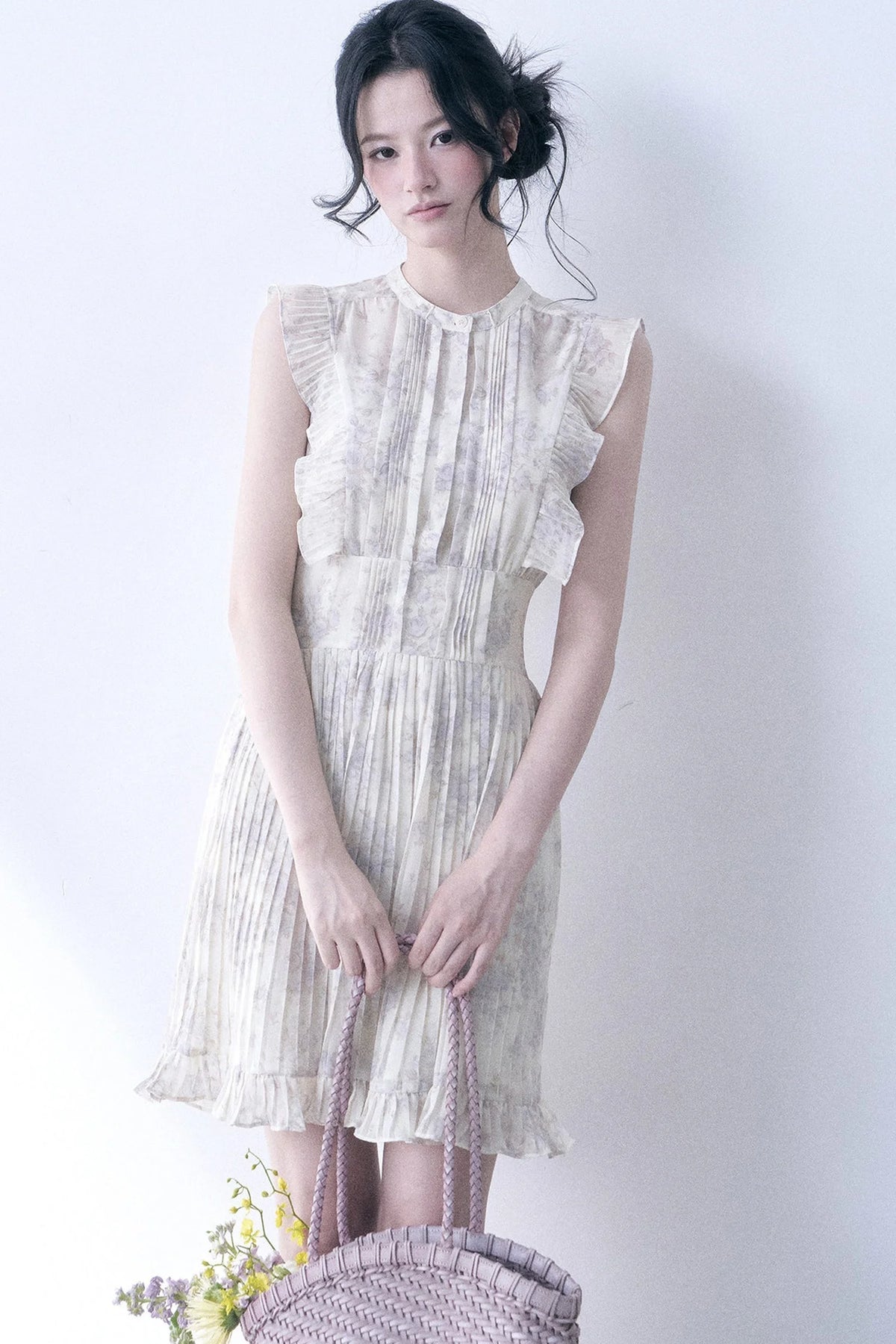 Floral Chiffon Pleated Dress