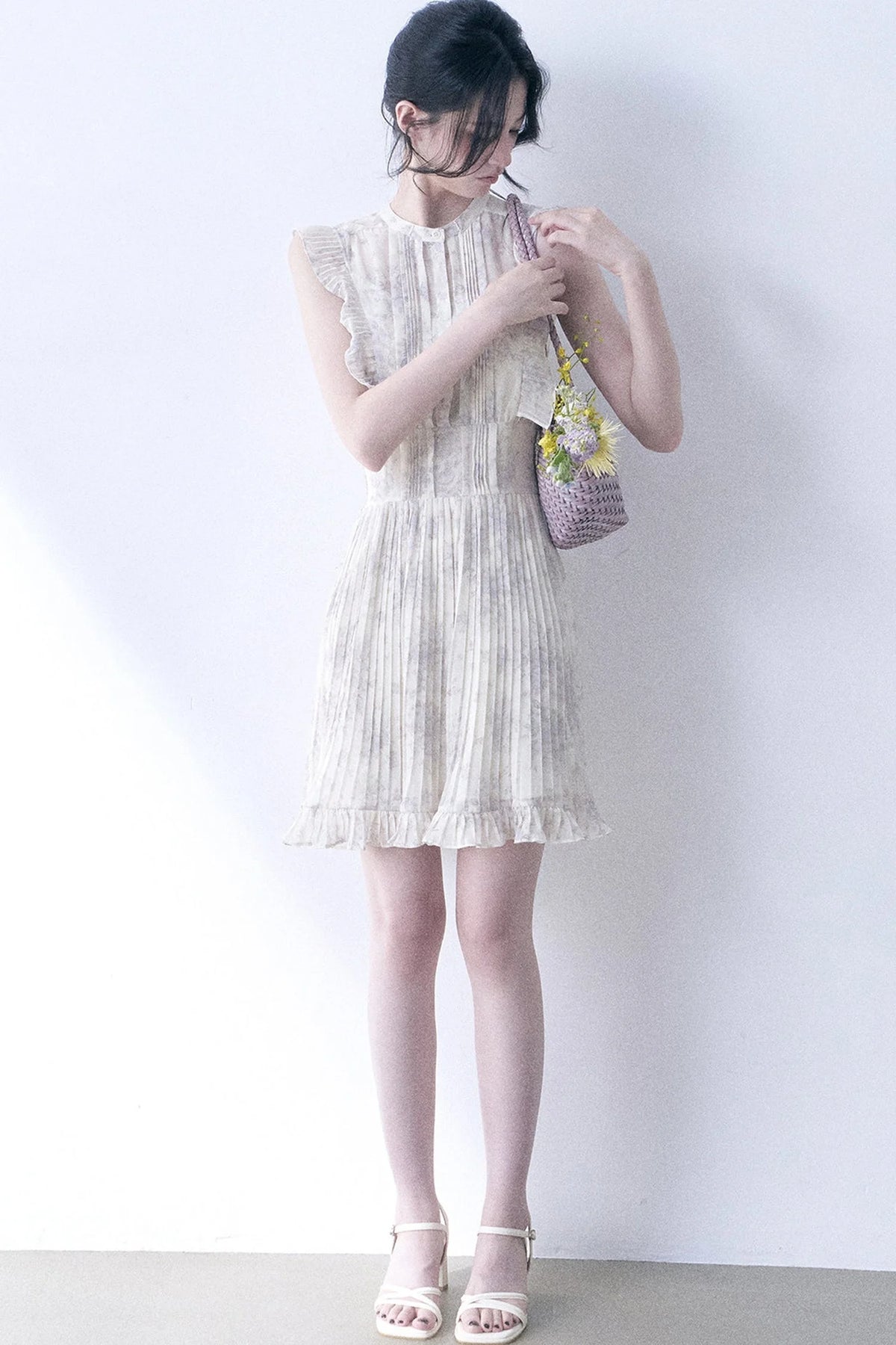 Floral Chiffon Pleated Dress