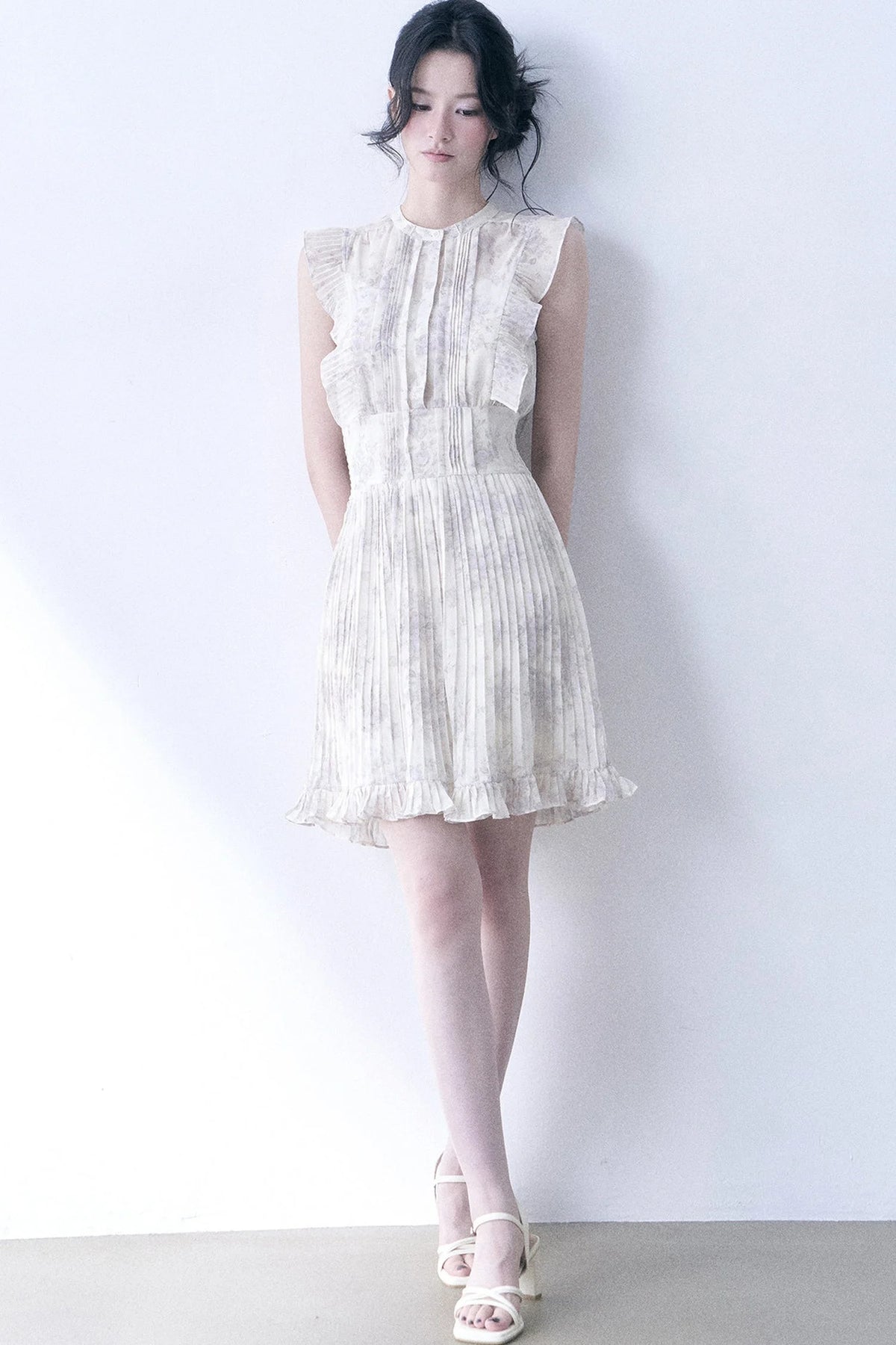 Floral Chiffon Pleated Dress