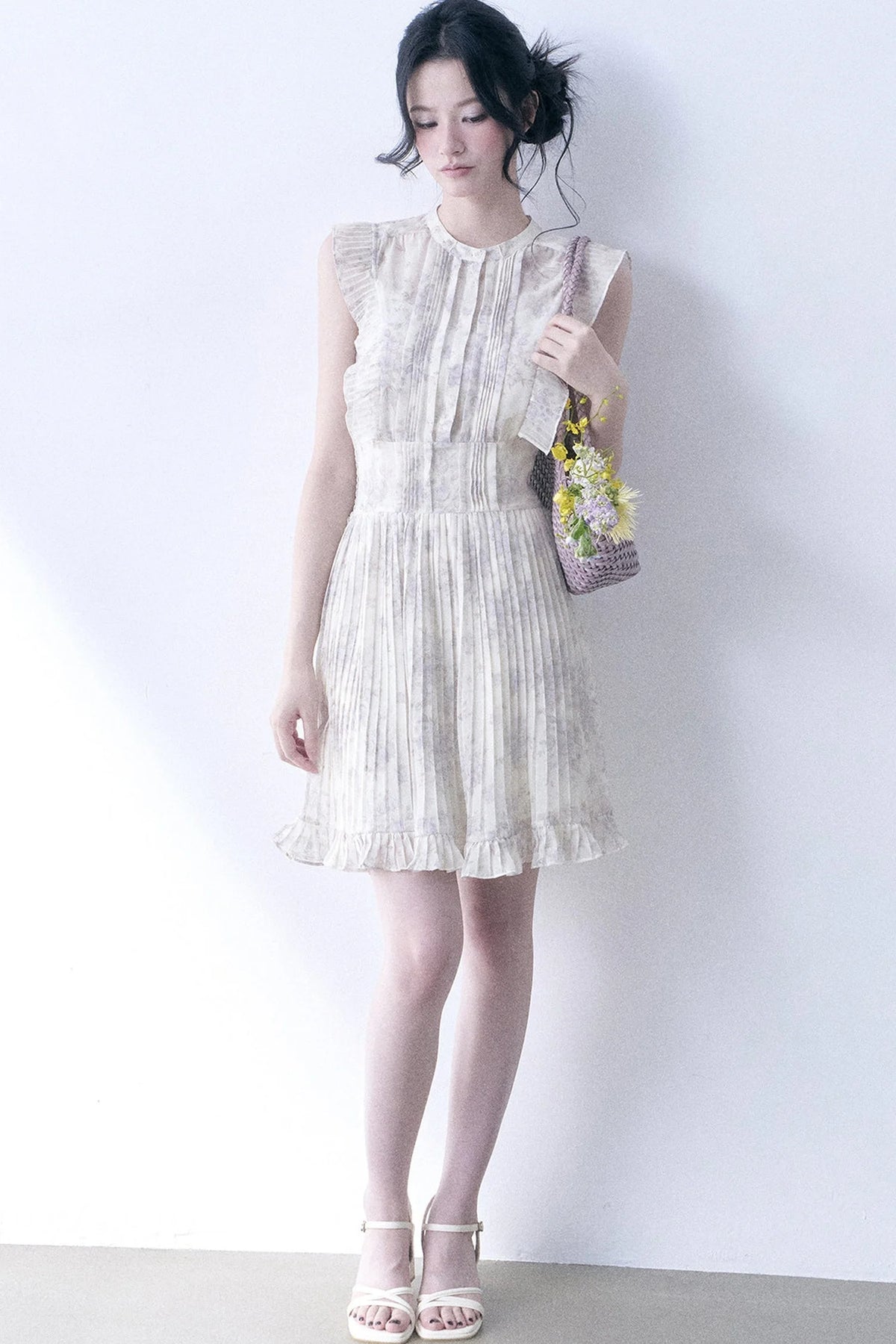 Floral Chiffon Pleated Dress
