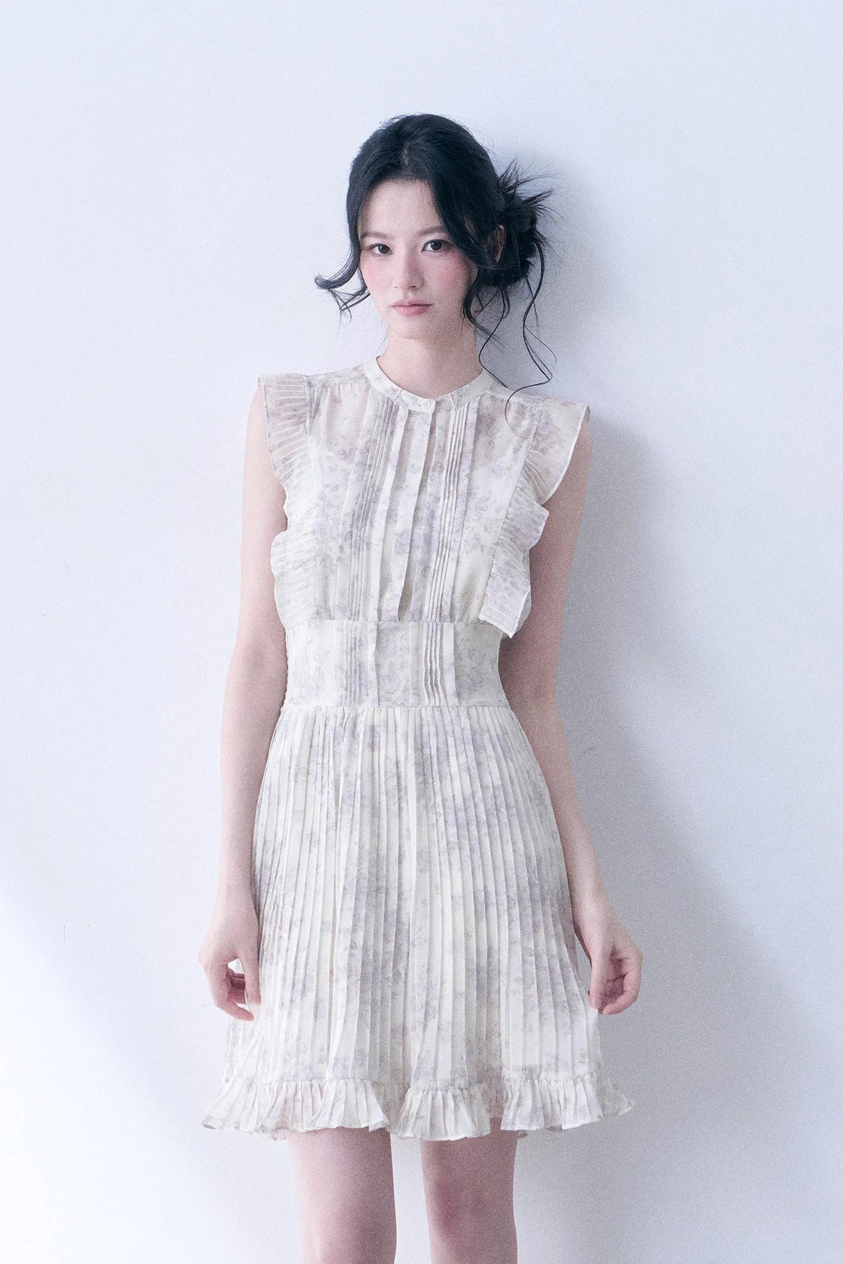 Floral Chiffon Pleated Dress
