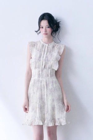 Floral Chiffon Pleated Dress
