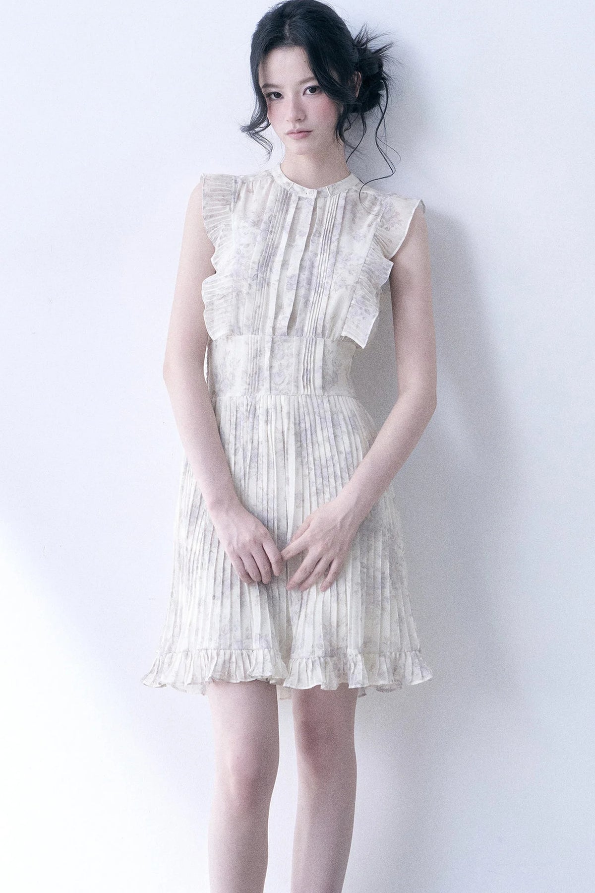 Floral Chiffon Pleated Dress