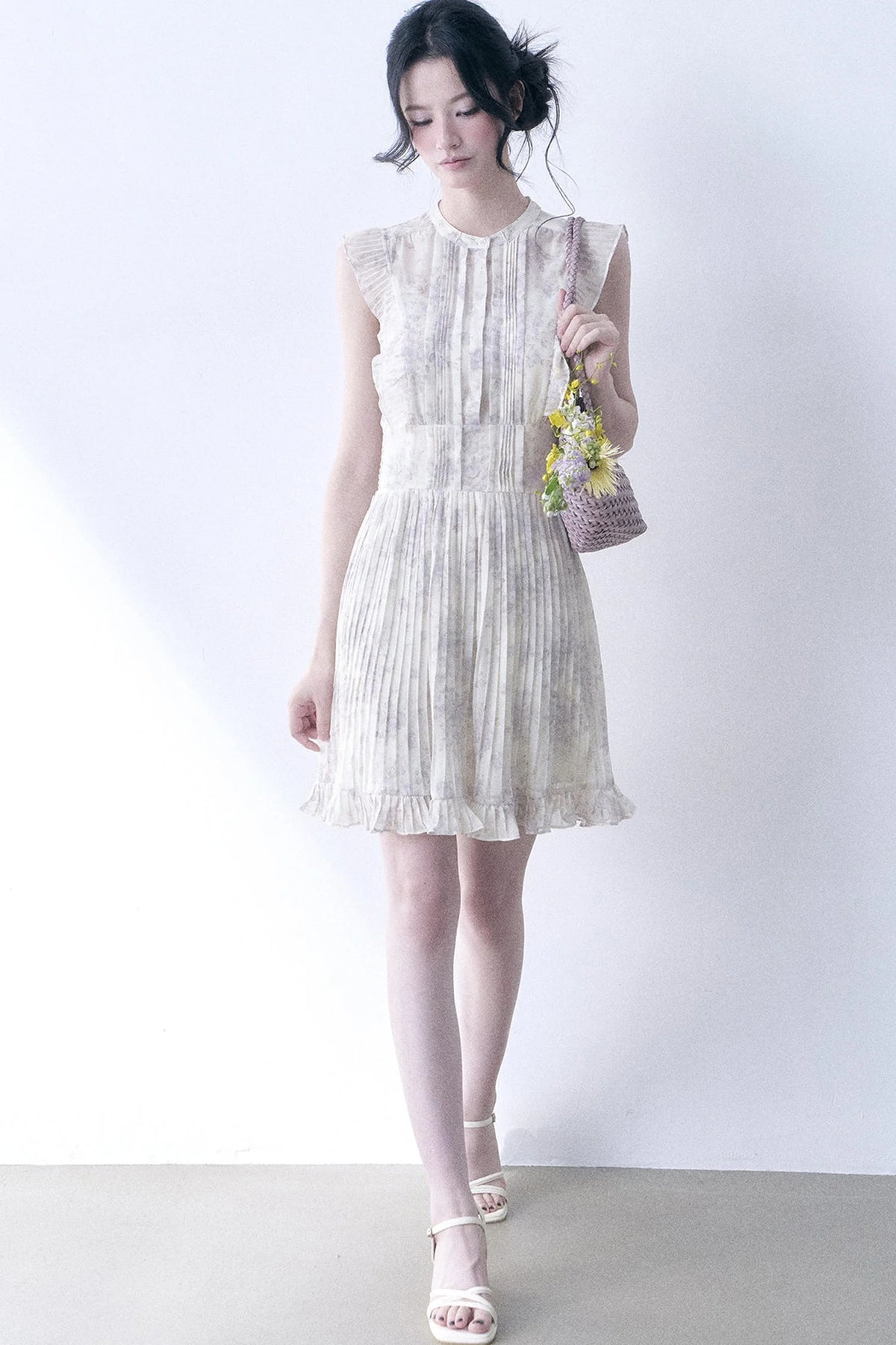 Floral Chiffon Pleated Dress