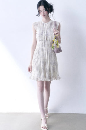Floral Chiffon Pleated Dress