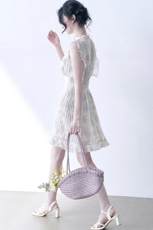 Floral Chiffon Pleated Dress