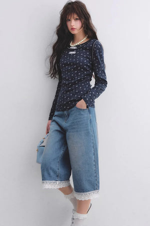 Floral Curved-Edge Vest Set